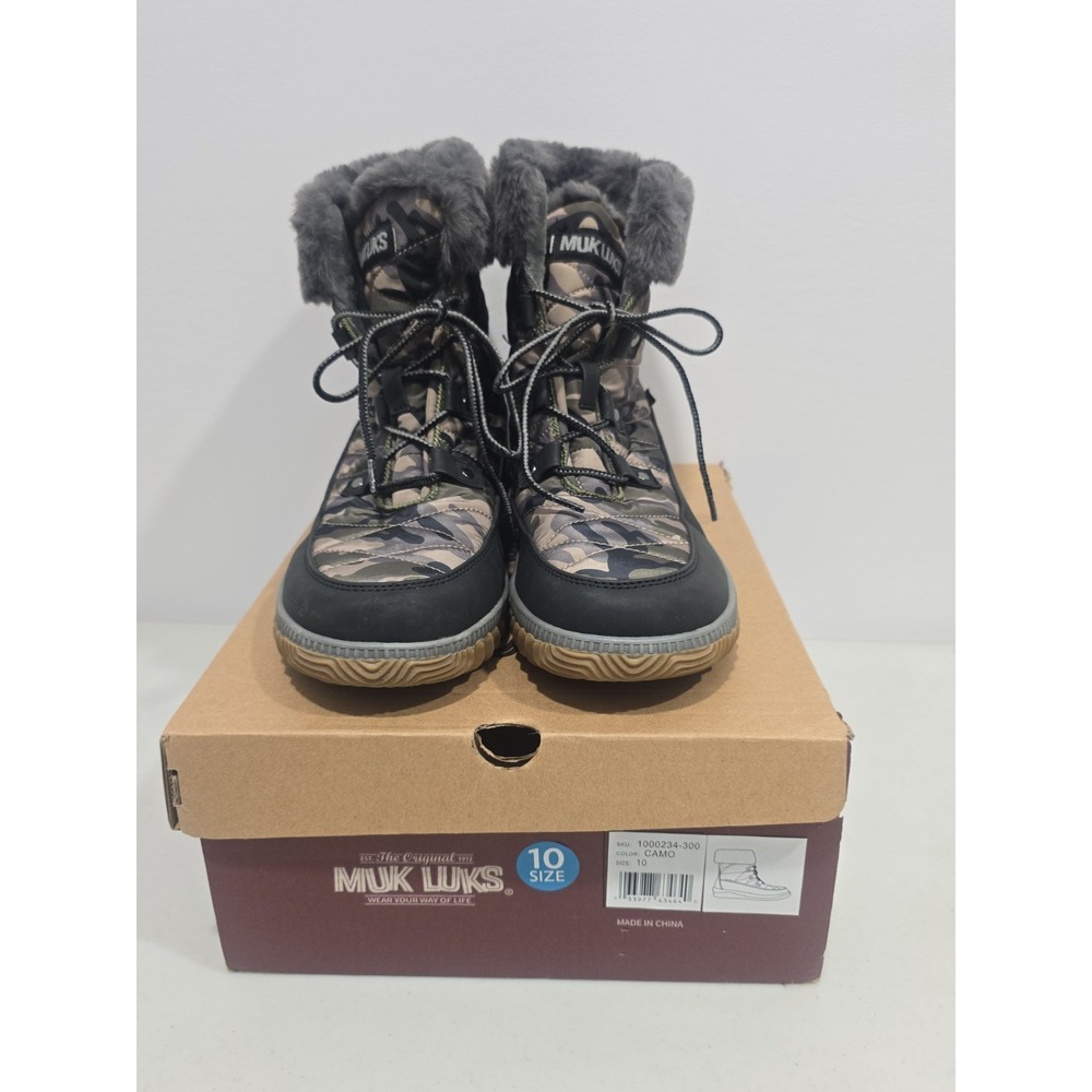 MUK LUKS Womens 10 Winnie Waverly Winter Boots Camoflauge Winter Snow Faux Fur